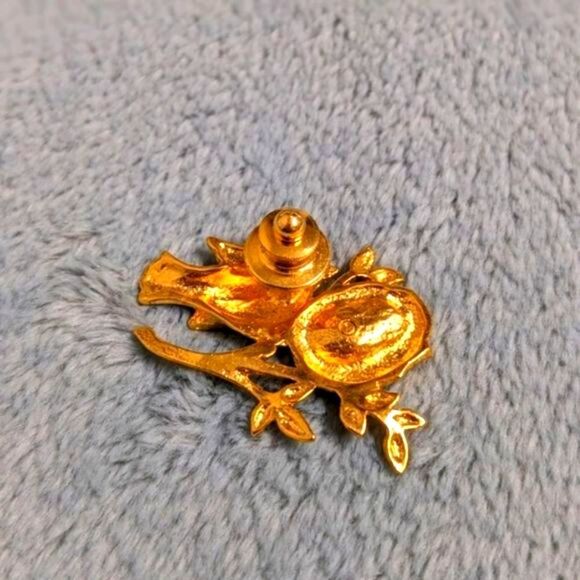 Vintage Goldtone Bird with Nest Brooche Faux Pearl Accents - Picture 8 of 8